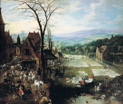 Mercato e terreno di sbiancamento, 1620-22 da Joos or Josse de Momper